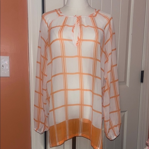 Tennessee Orange and White Checkered Women's Top with Logo - Picture 1 of 5